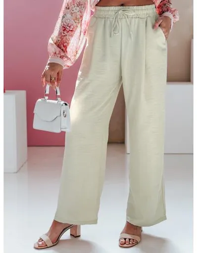 Dámské kalhoty se širokými nohavicemi MILLIVIO khaki barva