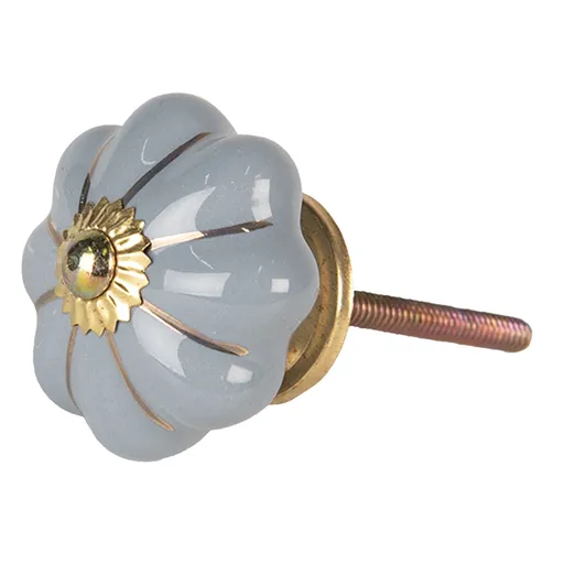 Světle modrá keramická úchytka ve tvaru květiny Alphonsine – Ø 4*4 cm 64502