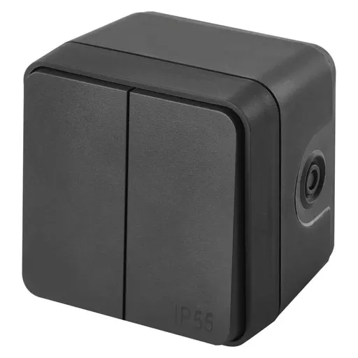 EMOS Šedý voděodolný přepínač dvojitý střídavý č. 6+6 IP55 D730423