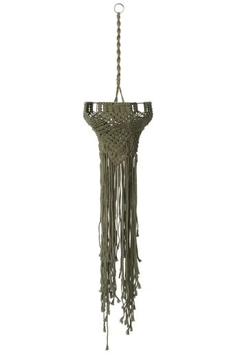 Zelené závěsné stínidlo s provázky Macrame  -  Ø 25*97 cm / E27 J-Line by Jolipa