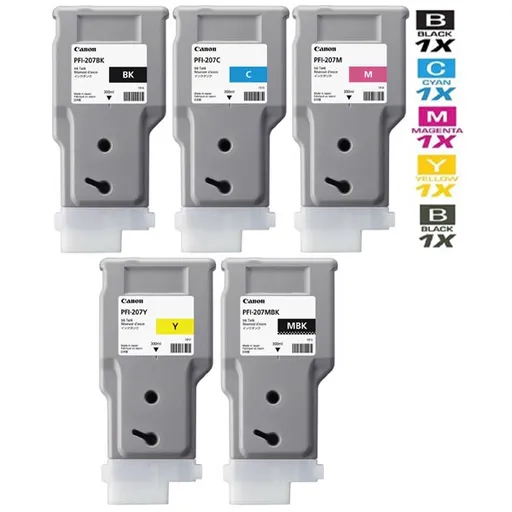 CANON PFI-207 MBK - originální cartridge, matně černá, 300ml