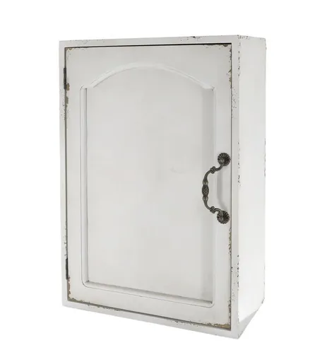 Krémová antik nástěnná dřevěná skříňka s dvířky Chantal - 35*19*50 cm 41078519