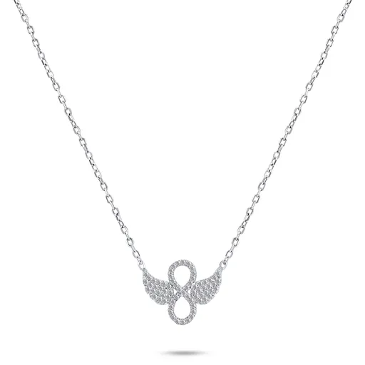 Brilio Silver Stylový stříbrný náhrdelník se zirkony NCL46W