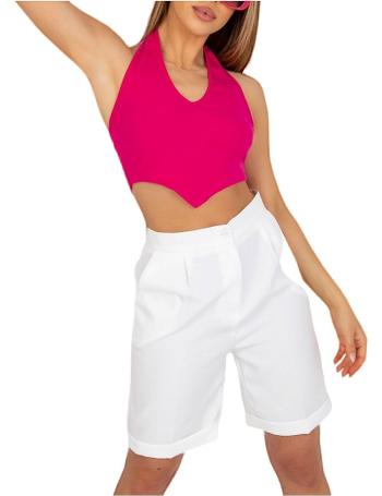 Fuchsiový žebrovaný crop top vel. S