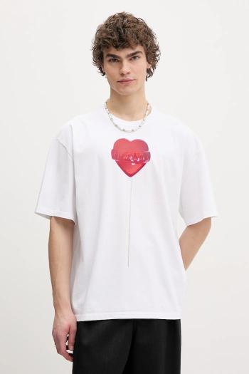 Bavlnené tričko Fiorucci Lollipop Heart Print Boxy Fit T-Shirt pánske, biela farba, s potlačou, U02SPTSH103CJ01WH03