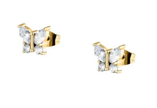 La Petite Story Pozlacené motýlkové náušnice se zirkony Friendship LPS01ARR103