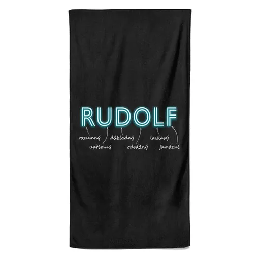 Osuška Mužská jména – NEON (Jméno: Rudolf, Velikost osušky: 70x140cm)