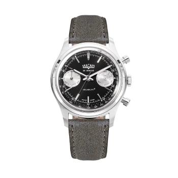 Vulcain Chronograph 70's - Black / Silver - Grey Leather