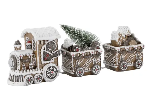 Perníkový vláček se světýlky Gingerbread Noël LED - 26*8*11 cm Chic Antique