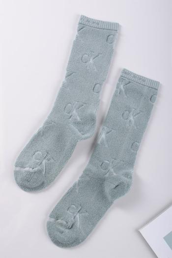 Světle zelené ponožky CKJ Women Slouch Sock 1P Monogram Terry