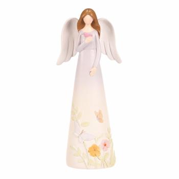 Dekorácia figúrka kvetinový anjel, sv. fialová, 9 x 6 x 21 cm, polyresín