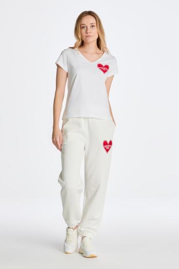 TEPLÁKY GANT CV. COLLEGIATE HEART SWEAT PANTS EGGSHELL