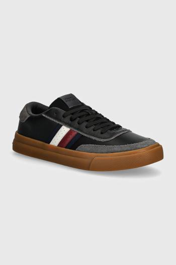 Kožené sneakers boty Tommy Hilfiger TH CUPSET 1A2 LTH MIX černá barva, FM0FM05118