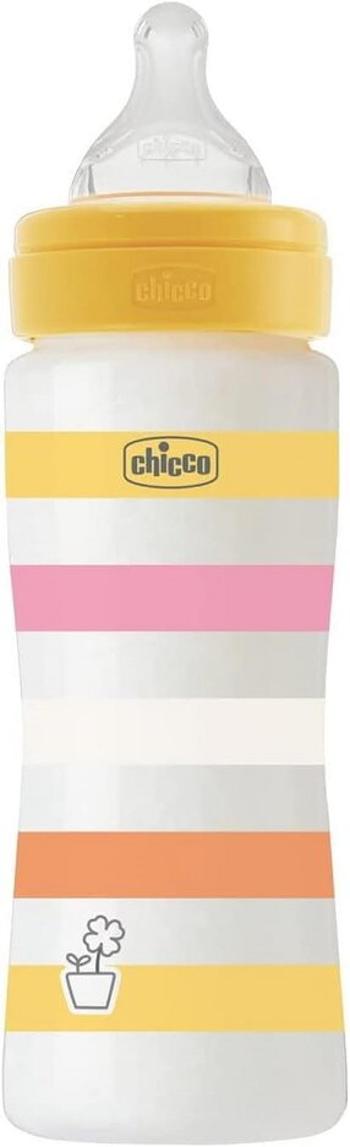 CHICCO Láhev kojenecká Well-being silikon 330 ml děvče