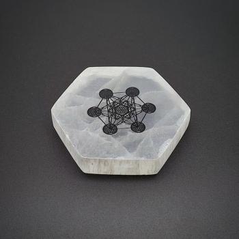 Szelenit hatszög lap metatron fekete 6cm