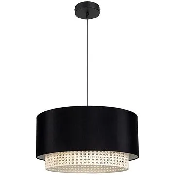 Lustr na lanku BOSCO 1xE27/60W/230V pr. 50 cm černá ratan (122701)
