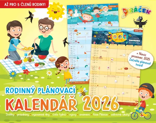 Dráčkův nástěnný rodinný plánovací kalendář 2026
