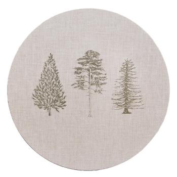 Béžový servírovací talíř se stromky Natural Pine Trees - Ø 33*1 cm NPT85