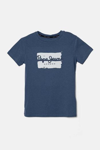 Dětské bavlněné tričko Pepe Jeans BAIRON modrá barva, s potiskem, PB503905