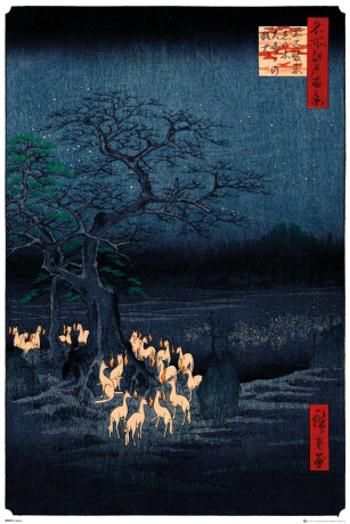 Plakát 61x91,5cm - Hiroshige - New Years Eve Foxfire