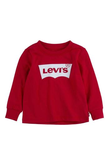 Dětské tričko s dlouhým rukávem Levi's červená barva, s potiskem