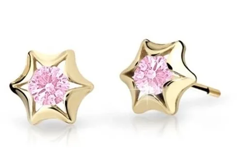 Cutie Jewellery Zlaté dětské náušnice C2159-30-X-1 růžová