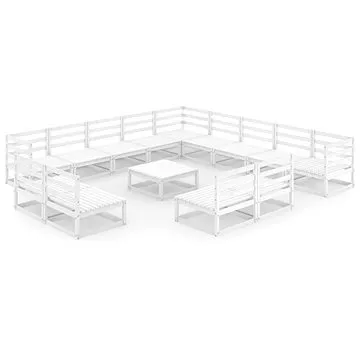 14dílná zahradní sedací souprava bílá masivní borovice, 3075910 (3075910)