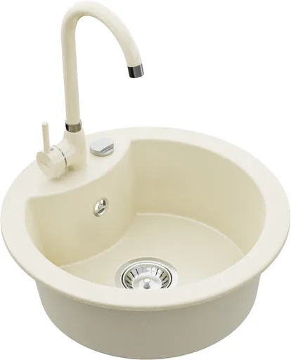 MEXEN/S Diego granitový dřez 1-miska včetně baterie Telma, béžováy 6512-69-670200-69