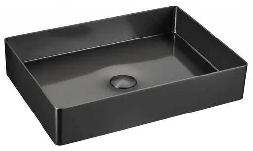 SAPHO AURUM nerezové umyvadlo na desku, 50x35cm, včetně výpusti, gun metal AU103