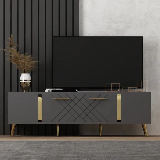 TV stolek Detas - Anthracite, Gold