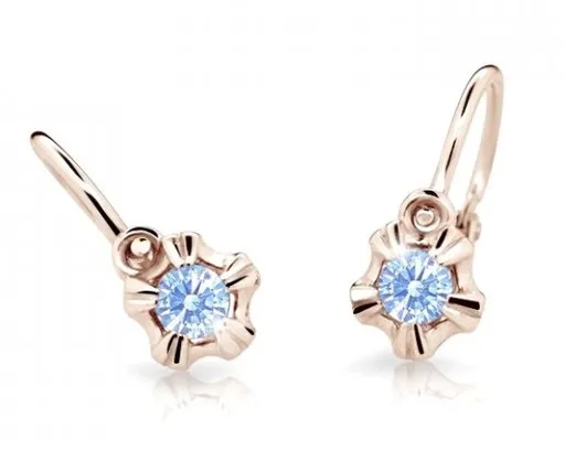 Cutie Jewellery Dětské náušnice z růžového zlata C2158-10-X-4 světle modrá