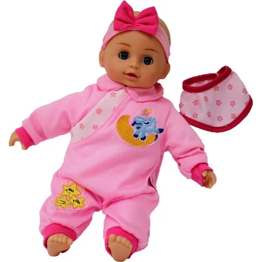 Dimian Panenka Bambolina Bebe 34 cm s 50 českými slovy růžový overal