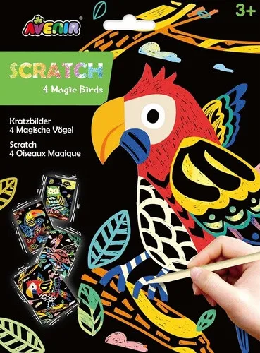 Škrabací obrázky 4 ks - Ptáci