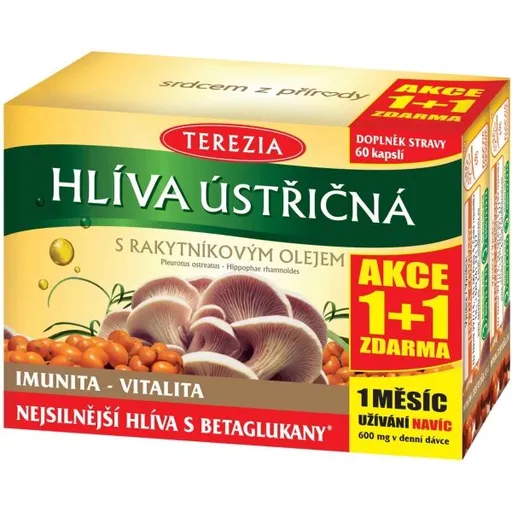TEREZIA HLÍVA S RAKYTNÍKOVÝM OLEJEM 60 CAPS+60 AKCE 1+1 Imunitní kapsle, , velikost