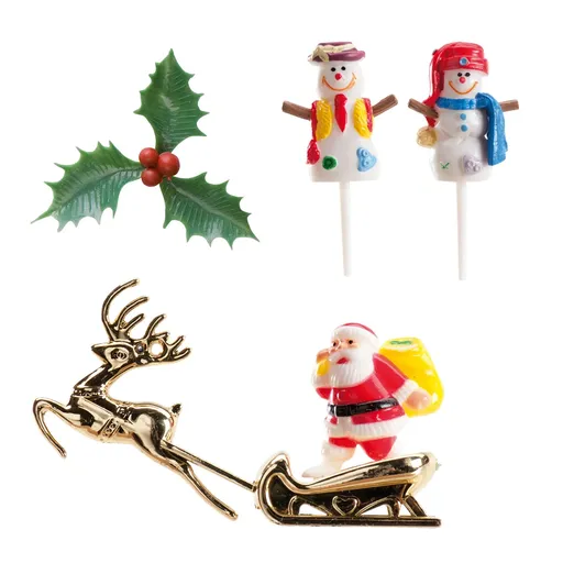 Dekora Vánoční set dekorací na dort – Santa Claus a sněhuláci