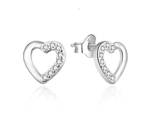 Agato Srdíčkové stříbrné náušnice se zirkony AGT-E199PW