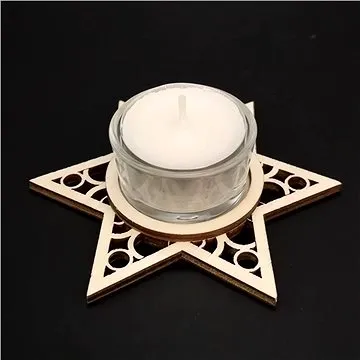 AMADEA Dřevěný svícen hvězda, průměr 11 cm (02682-00)
