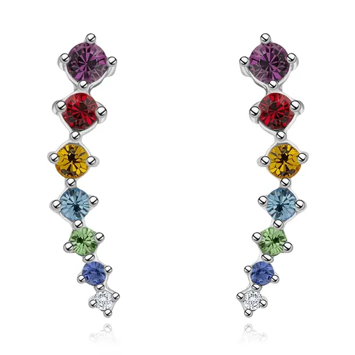 Náušnice ze stříbra 925 - oblouk s barevnými krystaly Swarovski, puzzle