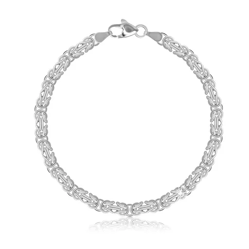 Stříbrný 925 náramek - byzantský vzor, karabinka, 4 mm