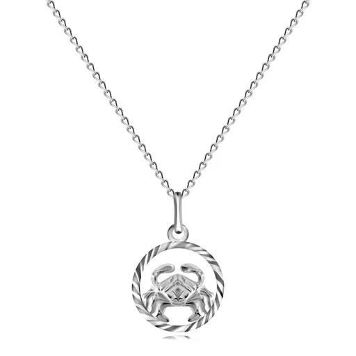 Lesklý stříbrný 925 řetízek a přívěsek znamení RAK