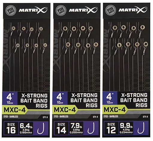 Matrix návazec mxc-4 4” x-strong bait band rigs - velikost háčku 14 nosnost 3,6 kg