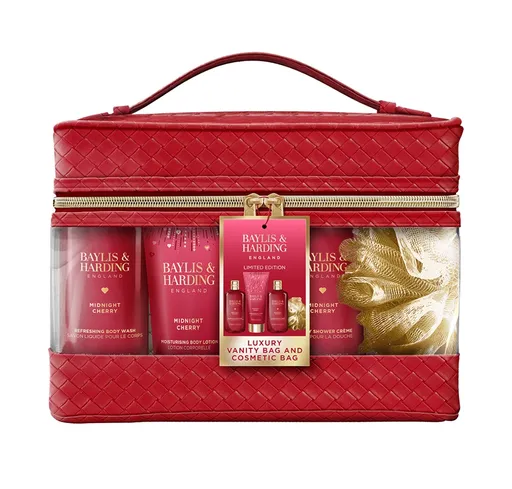 Baylis & Harding Sada péče o tělo v toaletní taštičce Midnight Cherry 5 ks