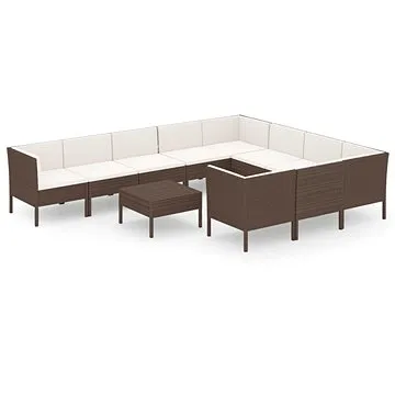 11dílná zahradní sedací souprava s poduškami polyratan hnědá, 3094491 (3094491)