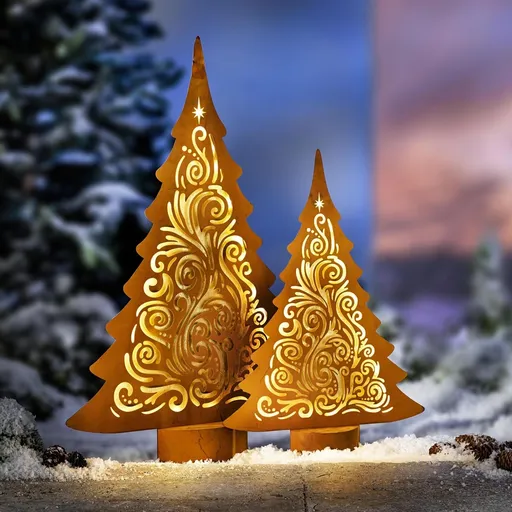 Weltbild LED Kovové dekorace Jedle Ornament, sada 2 ks