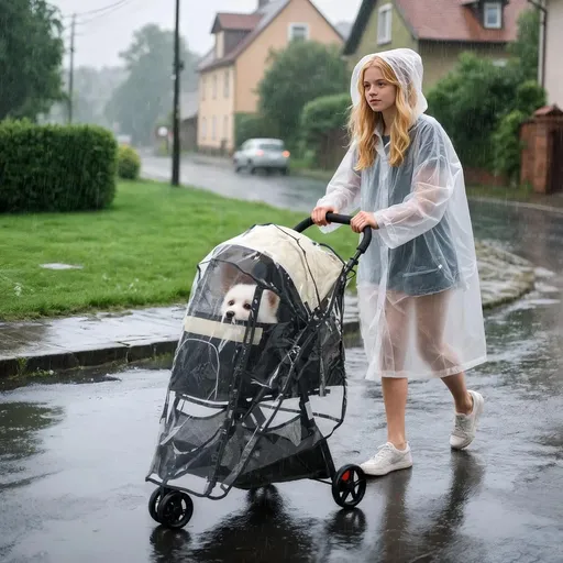 PawHut Kočárek pro psy do 10 kg a 35 cm s pláštěnkou, béžovočerný