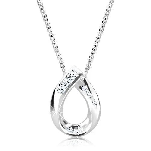 Stříbrný řetízek a přívěsek 925 - spojená podkova se zirkony