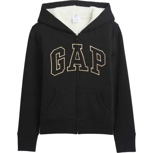 GAP V-LOGO HERITAGE SHERPA FZ Dívčí zateplená mikina, černá, velikost