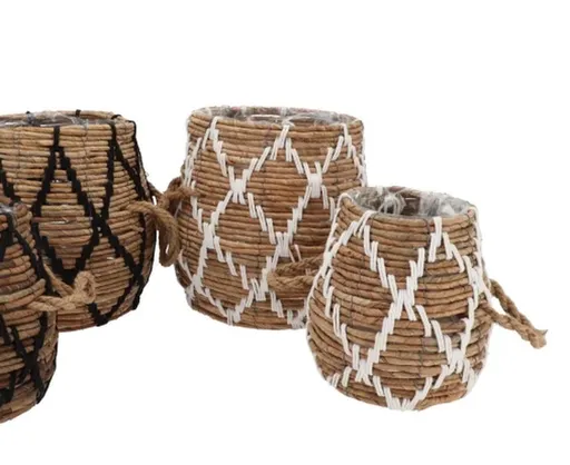2ks koš květináč z trávy s uchy Venice bílá - Ø29*30 / Ø19*25 cm daan kromhout