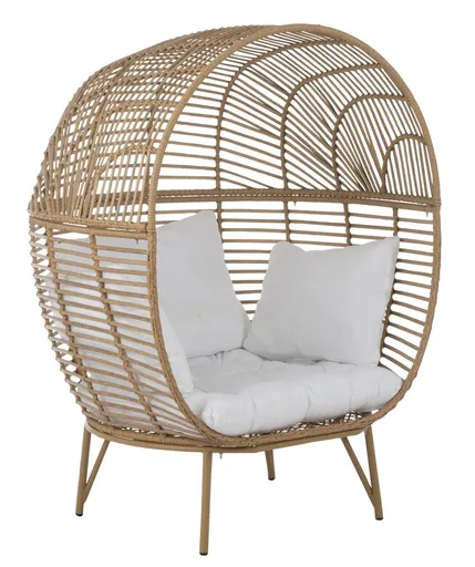 Béžové ratanové zahradní křeslo Lounge Beige Oval  - 115*110*148 cm J-Line by Jolipa