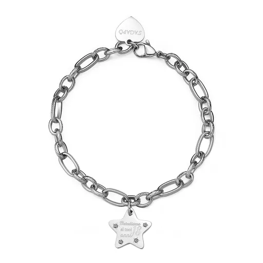 S'Agapõ Ocelový náramek hvězda s krystaly Be My Family SBY024